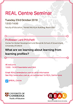 Image: REAL Centre Seminar Series, Michaelmas Term - Professor Lant Pritchett, Tuesday 23rd October, 13.00-14.00